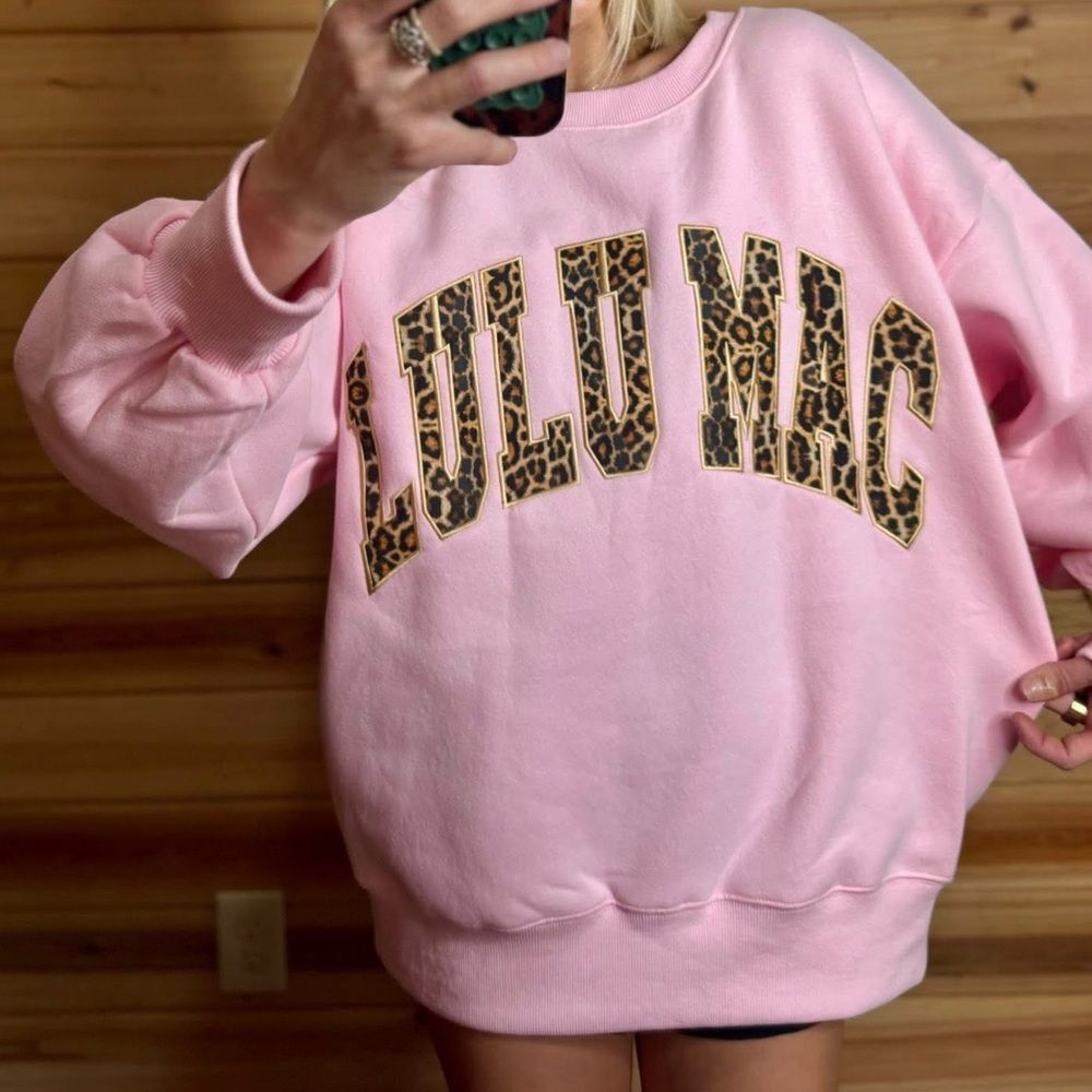 Pink Cheetah Lulu Mac Sweatshirt NWT - Picture 2 of 2